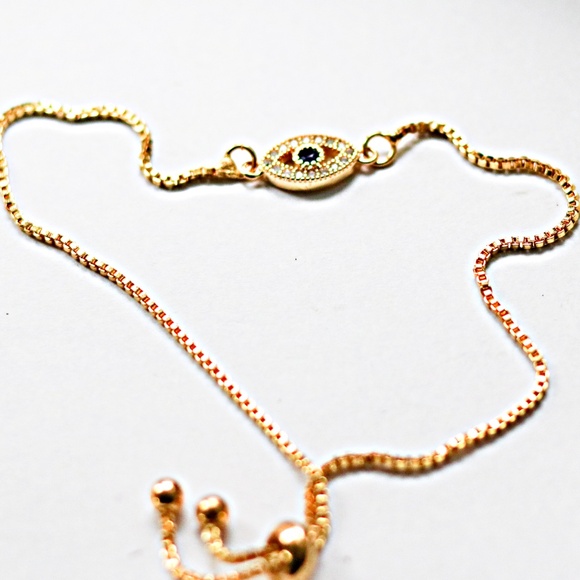 Evil Eye Bracelet with Blue and Clear Crystals - Picture 2 of 2